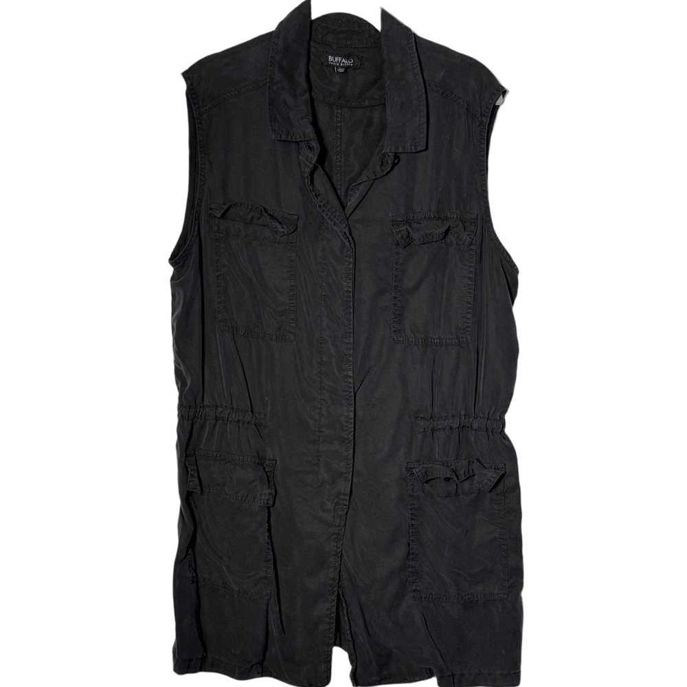 Buffalo David Bitton Black Utility‎ Vest Sz Large